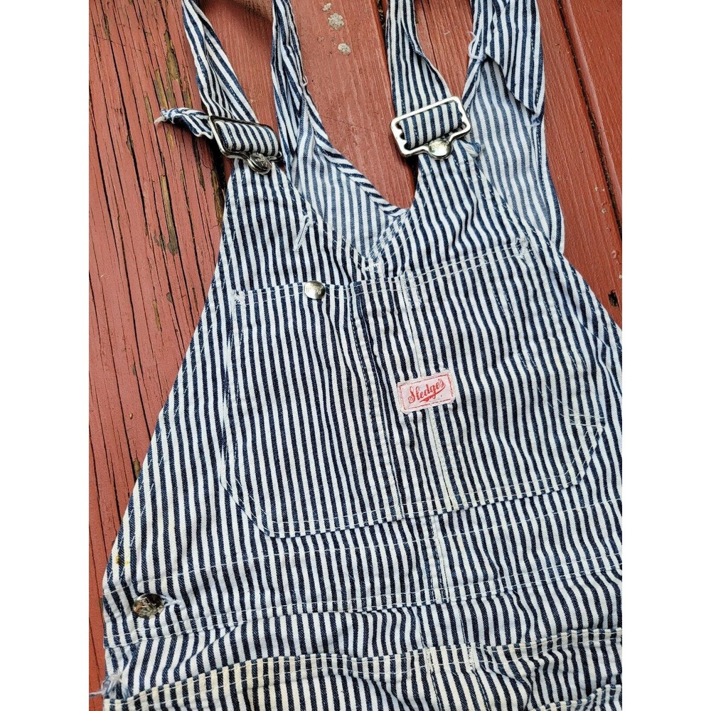 Vintage Sledge’s Hickory Striped Overalls Workwear 1950s Sanforized 60s Railroad